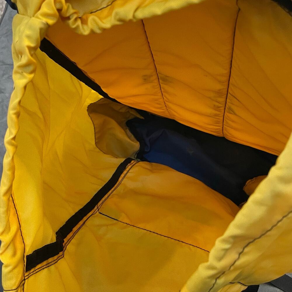 LL Bean 90s Continental Backpack Rucksack Yellow Blue Hiking Technical Vintage - Picture 5 of 14